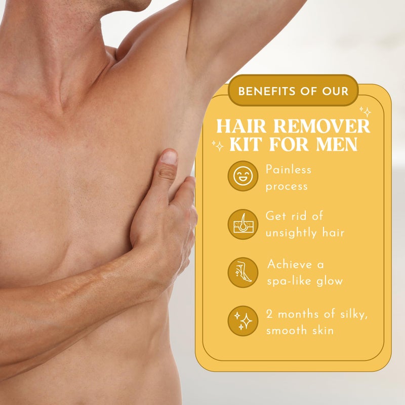 MOOM Organic Hair Removal Sugar Wax for Men with Aloe Vera & Chamomile â€“ Soft Wax for Sensitive Skin & Men Hair - Perfect for Back, Chest, Eyebrow & Body - 12 oz Jar (Strips & Sticks NOT Included) - Image 4